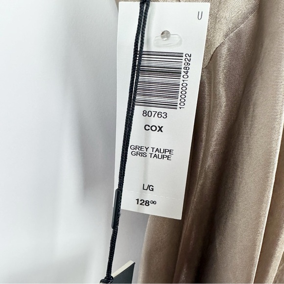 Aritzia BABATON Cox Grey Taupe Satin Midi Dress NEW - Picture 2 of 4